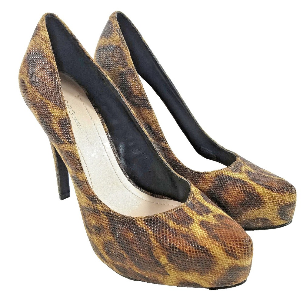 BCBG‎ Parade Women's Pumps High Heel Leather Leopard Print Shoes Size 6.5B